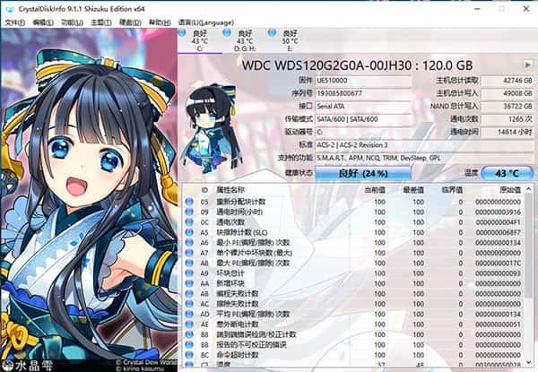 CrystalDiskInfo水晶雫版(含28个主题)v9.6.3完整版
